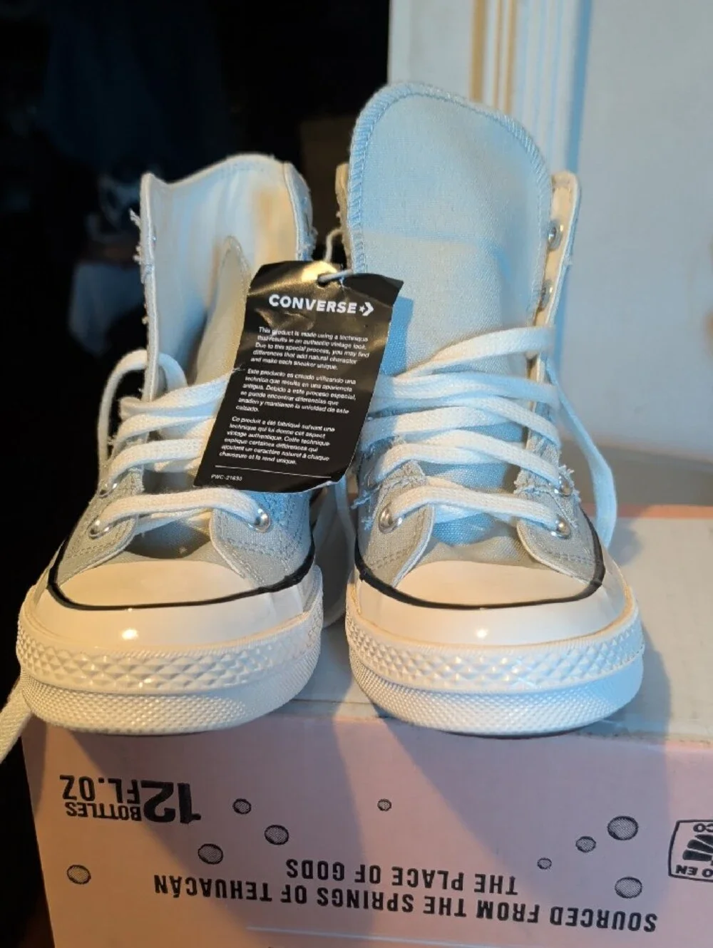 Converse Light Blue High-Top Sneakers with Star Stitching